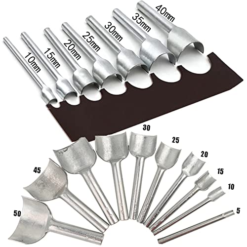 Baitaihem 10 Pcs Leather Tools Craft Half-Round Cutter Punch Belt End Cutter for Home Leather Sewing(5mm-50mm)