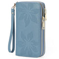 GOIACII Women's Wallet RFID Blocking Leather Wristlet | 2 Zip Around, Large Capacity, Credit Card Holder, Ladies Phone Clutch Purse - color: A16 Blue