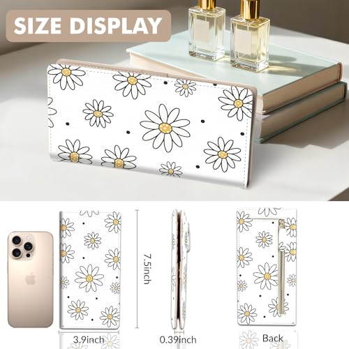 Anikathy Womens Wallet, Rfid Wallets for Women,Slim Thin Credit Card Holder Organizer Purse,PU Leather Cute Long Bifold Clutch Cash Wallet with Zipper Coin Pocket,Ladies Gift,Line Flower 1 - color: Line Flower 1