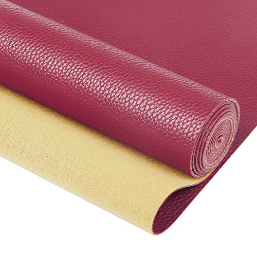 Ramya Solid Color Faux Leather Sheets(7.8"X 53"), Leather Fabric is Perfect for Leather Earrings and DIY Projects (Maroon Red) - color: Clear,red