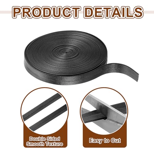 uxcell 5 Yard 10mm PU Faux Leather Strips, Fold Over Leather Strap Roll Double Sided Faux Supplies for DIY Craft Projects, Black - color: Black, size: 10mm