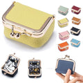 Genuine Leather Mini Jewelry Box & Coin Purse for Women, Travel Jewelry Case with Kiss Lock, Holds Earrings, Rings, Necklace, Bracelet, Coins (Yellow) - color: Yellow - 2.5in