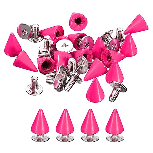 uxcell 100 Sets Cone Spikes Studs, 7x10mm Studs and Spike Metal Screw Back Rivet for Clothing Belts Bags Shoes DIY Leathercraft, Rose Red - color: Rose Red