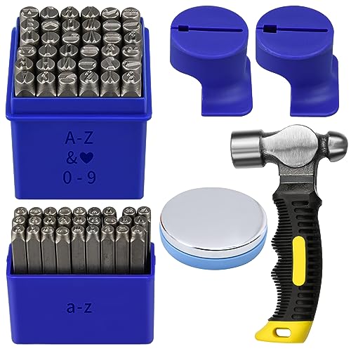 Metal Stamping Kit, Complete Jewelry Making Stamping Tools with 6mm Font Uppercase, Number Punches & 3mm Lowercase Letter, Metal Stamping Jig, Hammer and Steel Bench Block | with 6mm Font Uppercase, Number Punches & 3mm Lowercase Letter, Jig, Hammer and B