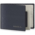 VISOUL Mens Carbon Fiber Leather Bifold Wallet with 2 ID Windows, RFID Blocking Wallet with 2 Money Compartments, Stylish Two-tone Back Pocket Wallet for Men (Black+Light Gray) - color: Black+Light Gray