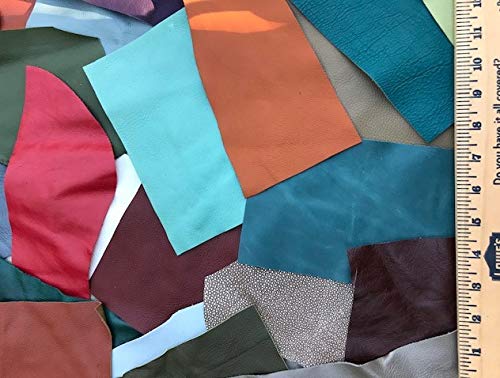 Scrap Upholstery Leather Craft Bright Rainbow Colors Mix 2 Lbs 10 Sf