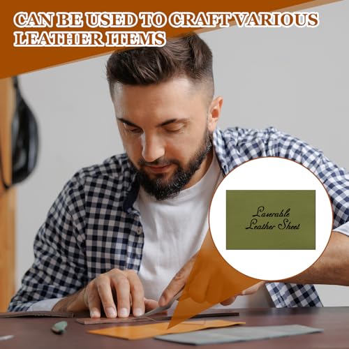 HARFINGTON Laserable Leather Sheets 18" x 12" x 0.04" Non-Adhesive Engraving Leatherette Sheets Laserable Leather Hat Patch for DIY Caps Jackets Backpacks Clothing, Olive Green/Black - color: Olive Green/Black