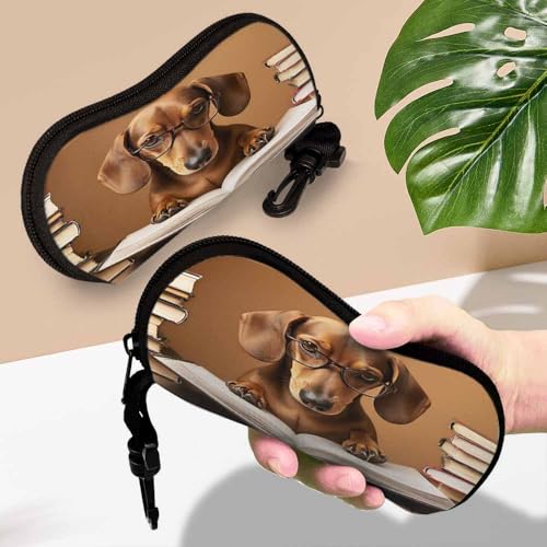 IBILIU Eyeglasses Case Circuit Board Ultra Light Neoprene Sunglasses Case,Soft Reading Glasses Case For Women Men - color: Dachshund