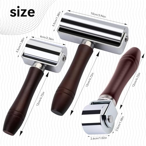 Mnuizu 26mm+60mm+100mm Leather Press Edge Roller, Black Brayer Rollers | Wooden Handle Leather Rolling Craft Roller, Seam Roller for Leather for Leather Craft - color: Black, size: 26mm+60mm+100mm