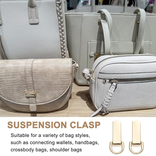 PATIKIL Bag Side Clip Buckle, Metal Purse Suspension Clasp Suspending Handbag Chain Strap Connector with D Ring - color: Light Gold