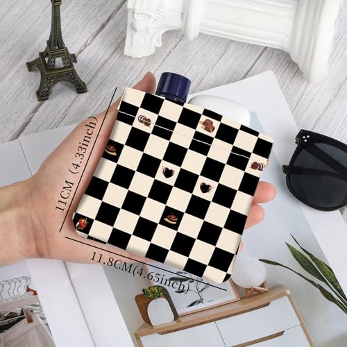 2Pcs PU Leather Small Squeeze Coin Purse Pouch Mini coin Bag Unique And Cute Wallet Cosmetic Bags Change Bag For Women Girls Men （Black and pink checkered1 - color: Black and pink checkered1