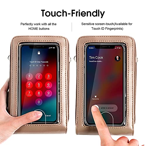 Crossbody Cellphone Purse Women Touch Screen Bag RFID Blocking Wallet Handbag Shoulder Strap - color: Bronze-small, size: Small
