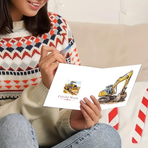 DDGYP 6 Pack,Diamond Painting Greeting Cards with Envelopes, 5.9x5.9in - color: Excavator 2