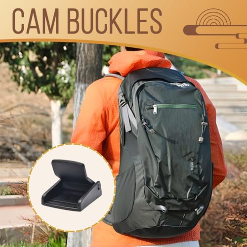 CooBigo 5pcs Webbing Cam Buckles Plastic Black Toggle Clip Backpack Straps - color: 1-1/4 Inch
