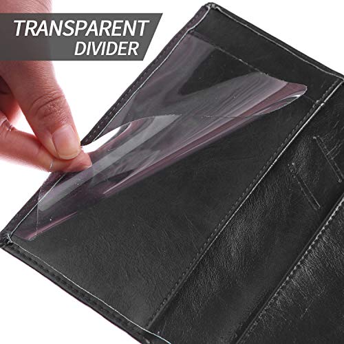 Leather Checkbook Cover for Men Women RFID Blocking by GNEGNI - color: Waxy Black