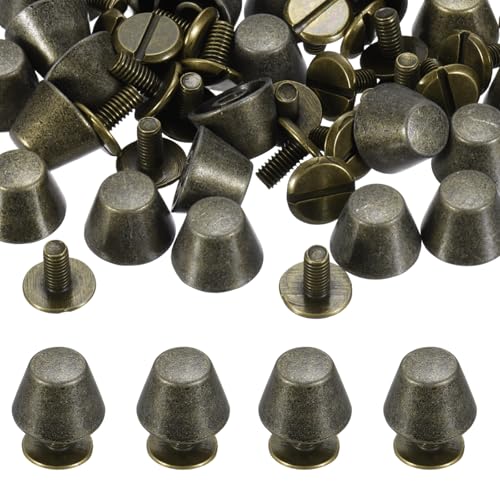 PATIKIL 10mm Screw Back Rivets Stud, 25 Sets Purse Handbag Feet Round Flat Nailhead Flat Head Stud Rivet Spike Leathercraft for DIY Leather Luggage Collar Belt Shoes, Bronze Tone - color: Bronze Tone, size: 10mm