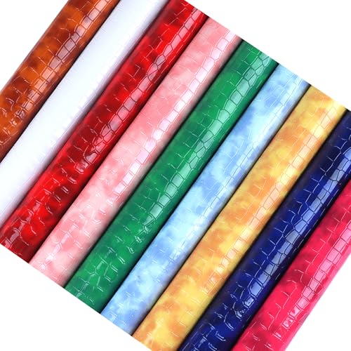 HGUAN Crocodile Skin Texture Faux Leather Sheets Fabric 12"x53"(30cm X 135cm) Used for DIY Sewing Keychain Leather Earring Project (Green) - color: Green
