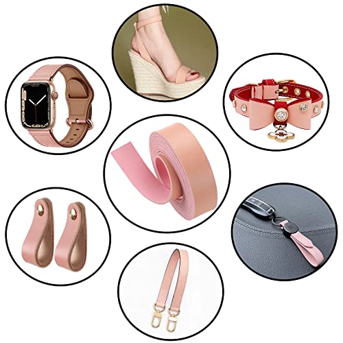 Picheng Flat Faux Leather Strap: 1 Inch Wide Soft Pink Leather Strips - color: Pink