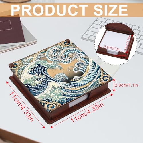 JISHSHAY Diamond Painting Note Box Sea Wave Diamond Art Sticky Note Holder Gem Art Notecard Box Gem Painting Mosaic Kits for Adults Embroidery Kit Memo Pad Holder, Contains 160 Sheets of Paper - color: Sea Wave
