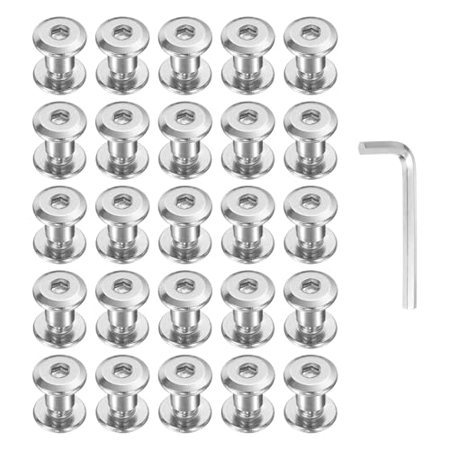 PATIKIL M5x5mm Hex Chicago Screws 6x6mm, 20Pcs 304 Stainless Steel Metric Hex Drive Socket Cap Binding Post Screw Posts for Scrapbook Leather Belt Album Furniture Repair, Silver - size: M5x5mm, 6x6mm