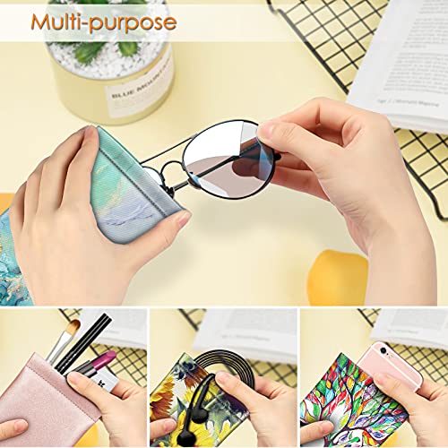 FINTIE Soft Eyeglasses Case with Cleaning Cloth, Squeeze Top Glasses Pouch | Sunglasses Eyewear Bag, Vegan Leather, For Reading /Prescription Glasses Storage, For Women Daily Carry - color: Emerald Marble