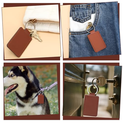 Qianyu Leather Key Fob Kit PU Blanks with Rivets Key Ring Rectangular Leather Car Keychain Laser Engraving Keychain