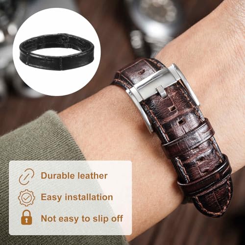 HARFINGTON Leather Watch Band Loops Replacement Watch Band Keeper Watch Strap Holder Retainer Wristwatch Strap Fastener Rings - color: Black, size: 20mm