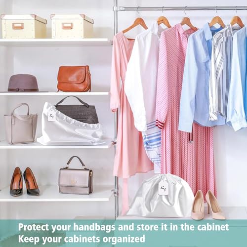 6 Pack Dust Bags for Handbags, Shoe Dust Bags for Purses, Silk Cotton Purse Cover Storage Bag(White, M-19.6 × 15.7 in) - color: White-6pcs, style: M-19.6 × 15.7 in