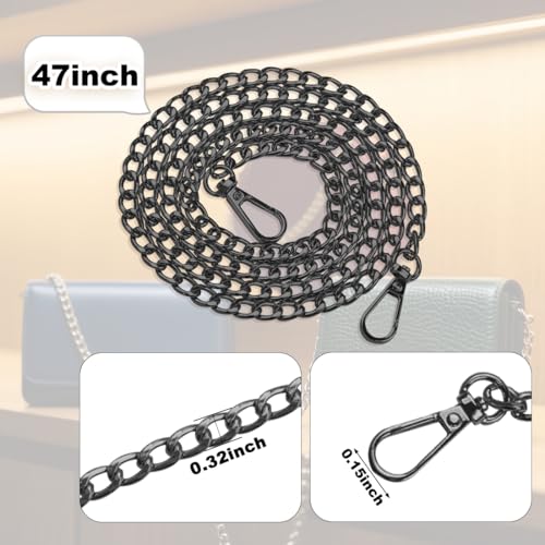 3Pcs Bag Purse Chain Straps,47inch Chain Purse Strap Accessories for Handlebag Crossbody Purses (BLACK=S) - color: Black=s