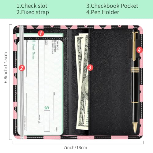 Checkbook Cover for Personal Checkbook, Cute Pu Leather Check Book for Women & Men, Slim Checkbook Holder with Pen Holder and Built-in Clear Plastic Divider, Plaid Heart - color: Plaid Heart