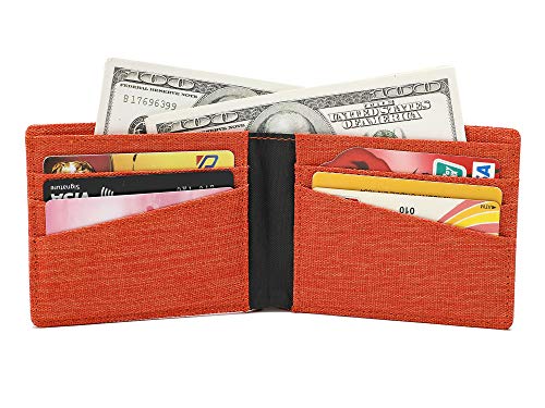 Lanyani Minimalist Fabric Wallet Bifold RFID Blocking - color: Orange
