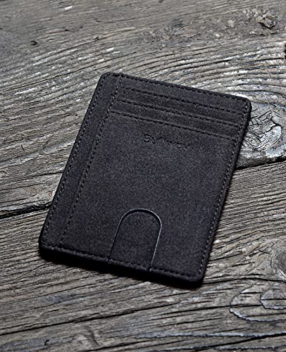 Buffway Slim Minimalist Front Pocket RFID Blocking Leather Wallets for Men and Women - At Sahara Carbon Black - color: At Sahara Carbon Black