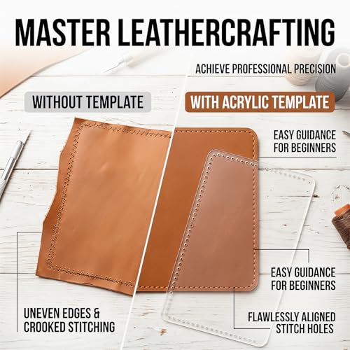 RIVEENY Leather Pattern Templates, Acrylic Card Holder Template for Leather Bag (Style-A)
