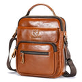 Mens Shoulder Bag Leather Crossbody Bags Leather Sling Bag Messenger Bags | LEBULLBRO Shoulder Bag for Men Crossbody Bags Leather Sling Bag Messenger Bags with Multiple Pockets Business - color: Brown