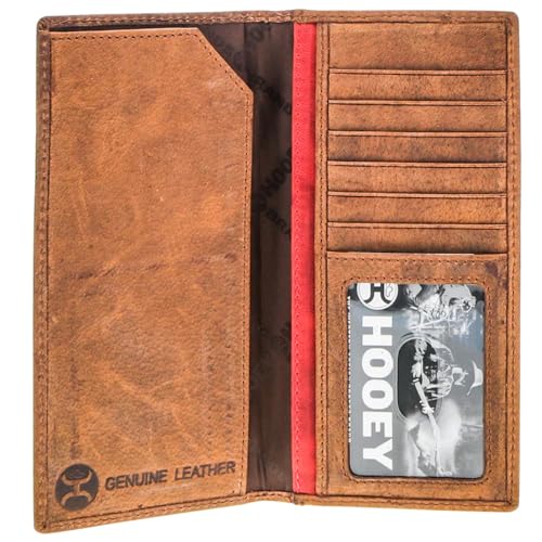HOOEY Ranger Tan Leather Rodeo Wallet - Genuine Leather Tan Bifold with Embroidered Filigree Accents, 6 Card Slots, ID Window & Multiple Pockets - Western Wallet for Men - color: Ranger - Brown
