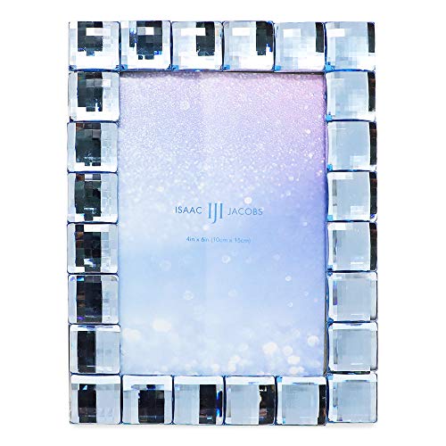 Isaac Jacobs Decorative Sparkling Jewel Picture Frame (4x6, Light Blue) | Jewel Picture Frame, Photo Display & Home Decor Two-way easel for vertical or horizontal display. Does NOT hang on wall - color: Light Blue, size: 4x6