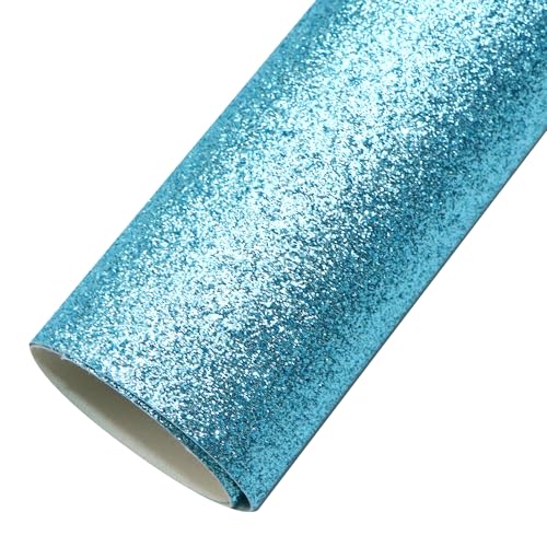 David accessories Chunky Glitter Fabric 1 Roll 11.8 x 55 inch Solid Color Christmas Faux Leather for DIY Bows Earrings Making Crafts (Fine-Glitter 10# Light Blue) - color: Fine-glitter 10# Light Blue