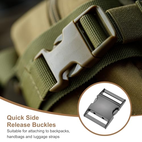 HARFINGTON Metal Quick Side Release Buckles Zinc Adjustable Quick Release Buckle Replacement Snaps Clips Clasps - color: Gun Black, size: 1"(25.3mm)