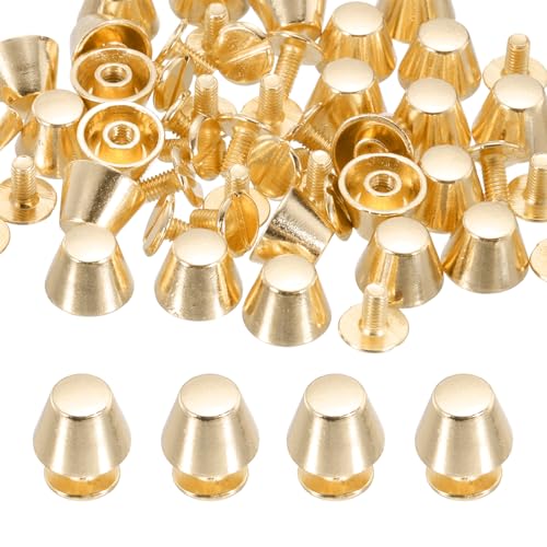 PATIKIL 10mm Screw Back Rivets Stud, 25 Sets Purse Handbag Feet Round Flat Nailhead Flat Head Stud Rivet Spike Leathercraft for DIY Leather Luggage Collar Belt Shoes, Light Gold - color: Light Gold, size: 10mm