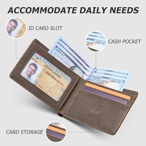 Gostwo RFID Blocking Bifold Wallet for Teen Boys & Men, Credit Card Holder - color: Coffee