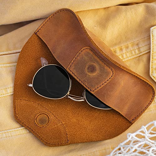 Londo Genuine Leather Case for Eyeglass, Sunglasses, Goggles and Spectacles with Magnetic Closure - color: Green