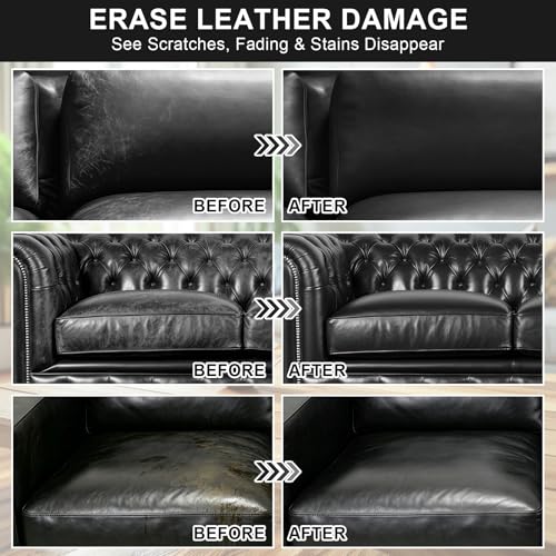 STARTSO WORLD Leather Recoloring Balm, Black Leather Repair Kit for Furniture, Leather Dye, Leather Color Restorer for Couches, Leather Couch Paint | Repair, Restore Faded & Scratched Leather - color: Black, size: Leather Recoloring Balm