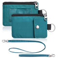 Artpaxy Minimalist Wallet For Mens Womens, Keychain RFID Blocking Zipper Small Wallet with ID Window 2 Lanyards,Water Resistant Travel Cash Card Coin Case Boys Girls - color: Dark green