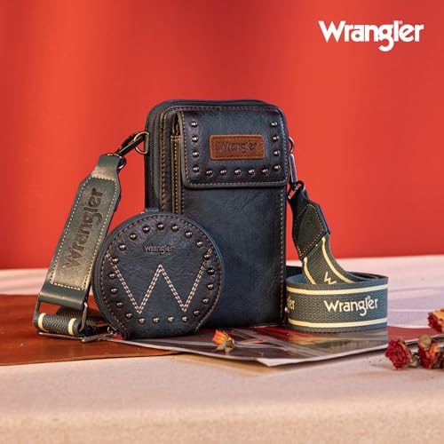 Wrangler 3Pcs Doctor Bag Sets for Women Top-handle Satchel Bag with Cell Phone Handbag and Coin Purse - color: Jet Oxford Jean