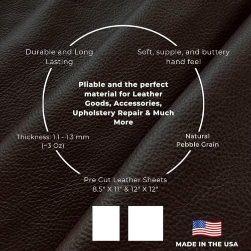 Natural Grain Cow Leather: 8.5'' x 11'' Pre Cut Leather Pieces (Brandy, 1 Piece) - color: Brandy, size: 1 Piece