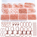 Teenitor 524PCS Key Chain Making Kit, Keychain Making Supplies Rose Gold Keychain Craft Supplies Key Chain Clips, Key Rings and Jump Rings for Jewelry Lanyard - color: Rose Gold