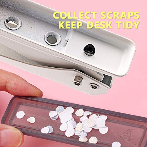 Single Hole Puncher, 1/4" Hole, 20 Sheet Capacity, Ivory White, 1 Pack | Metal Paper Punch with Skid-Resistant Base, for Paper, Chipboard, Art Project - color: Ivory White