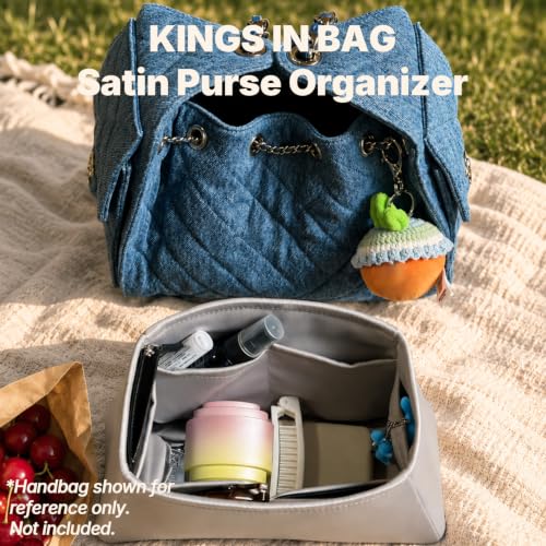Satin Purse Organizer for Chanel 25 Bag Small, Pearl grey - color: Pearl grey, size: 25 Handbag Small