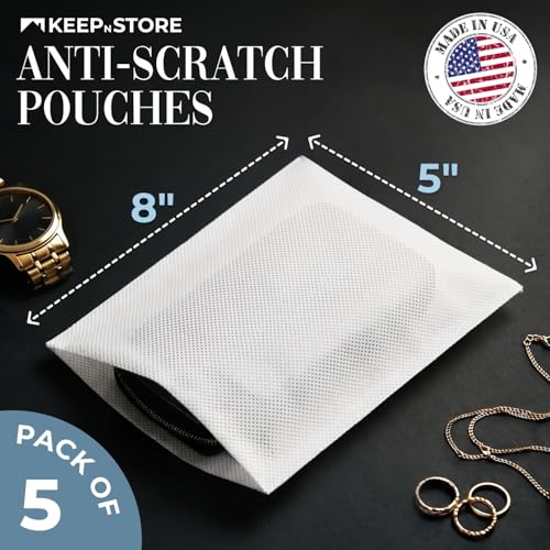 Pack of 5 Anti-Scratch Pouches, 5" x 8" Protective Dust Bags for Handbags, Shoes, and Accessories - Made in USA Purse Dust Bag for Storage - Soft, Breathable Cloth-Like Shoe Storage Bag | Soft, Breathable Cloth-Like Storage Pouches for Handbags, Shoes and