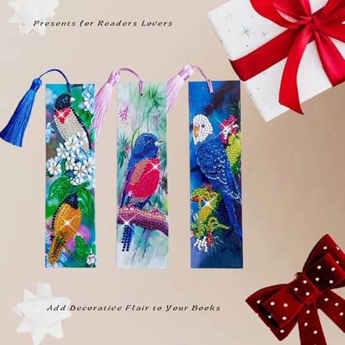 3 Pcs LINGFANG Diamond Painting Bookmark, DIY Book Makers for Adults Book Lovers, Diamond Art Beginners, Small Diamond Art Kits, Paint by Art Crafts Supplies Gift for Girls (Birds) - color: Bird